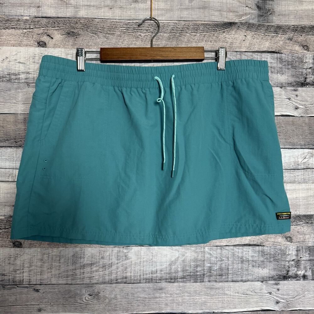 L.L. Bean Women's Lightweight Tidewater Quick Dry Skirt Pocket Nylon Teal XL